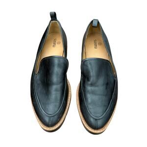 Susina Kaira Lea Black Leather Loafers Size 6 Classic Slip On Flats